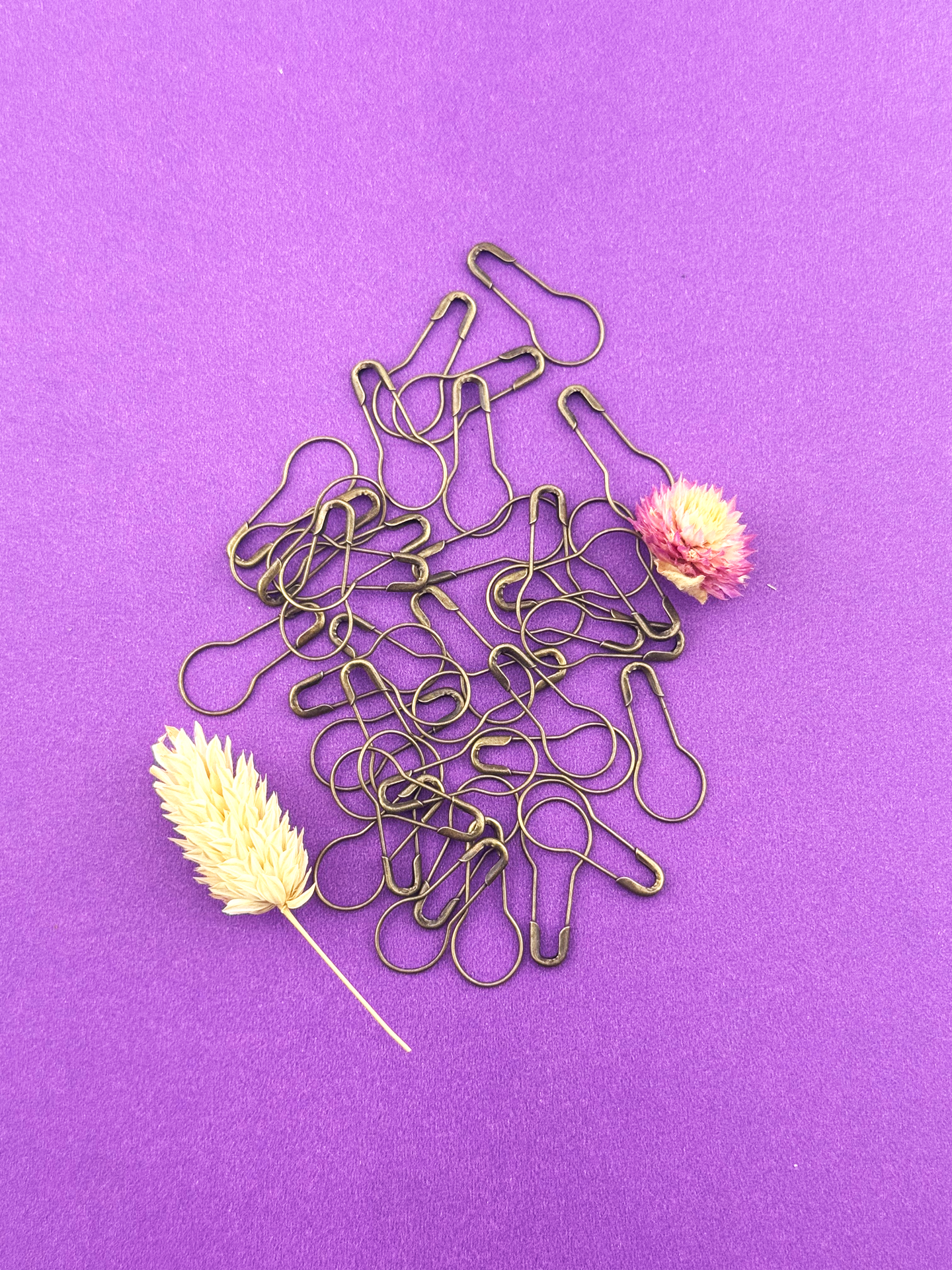 Gourd Pin Stitch Markers | Antique Bronze, Black & Multicolor Safety Pins