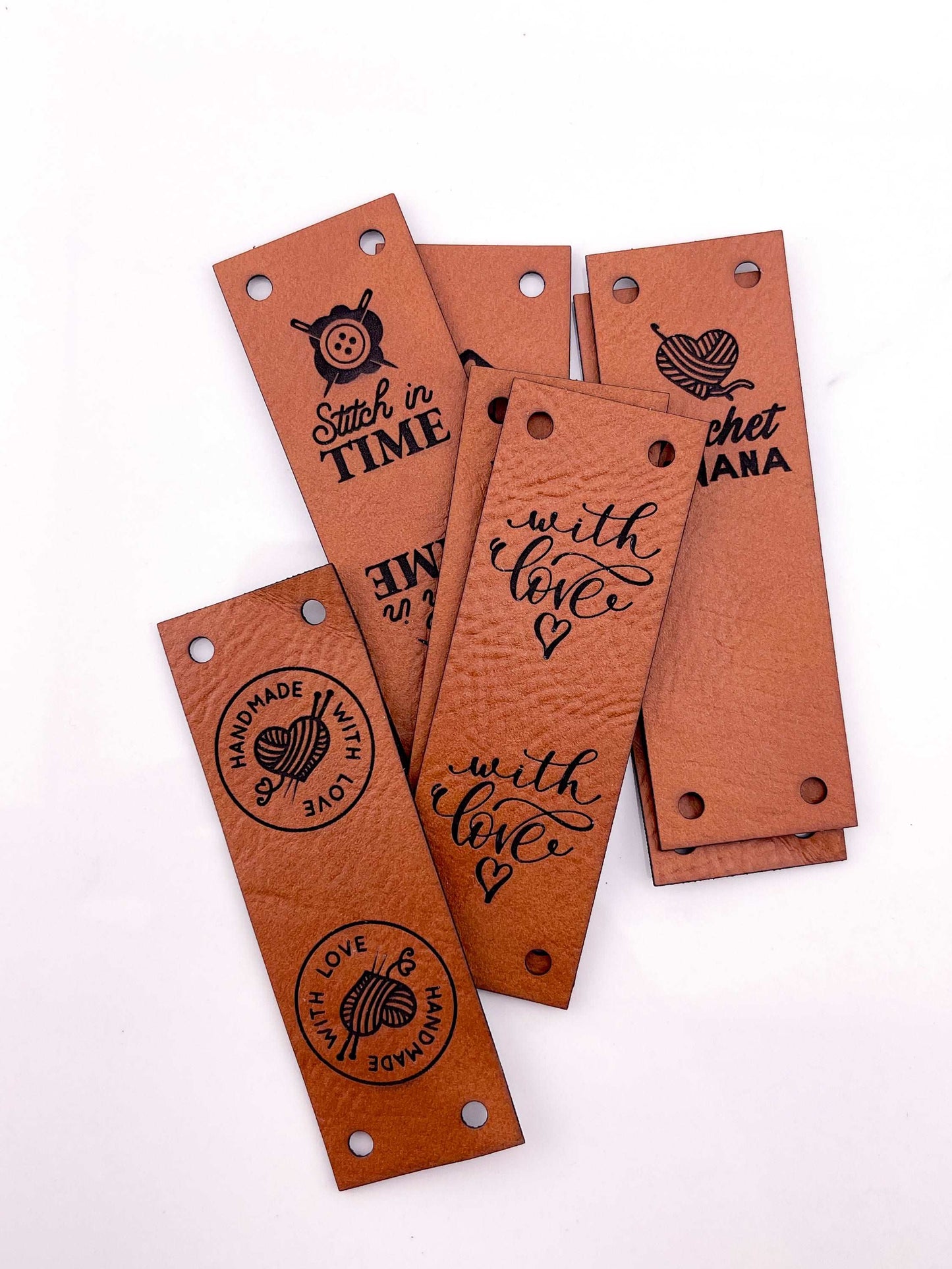 Custom Faux Leather Labels - Half Fold - Sew On - 3 x 1 in