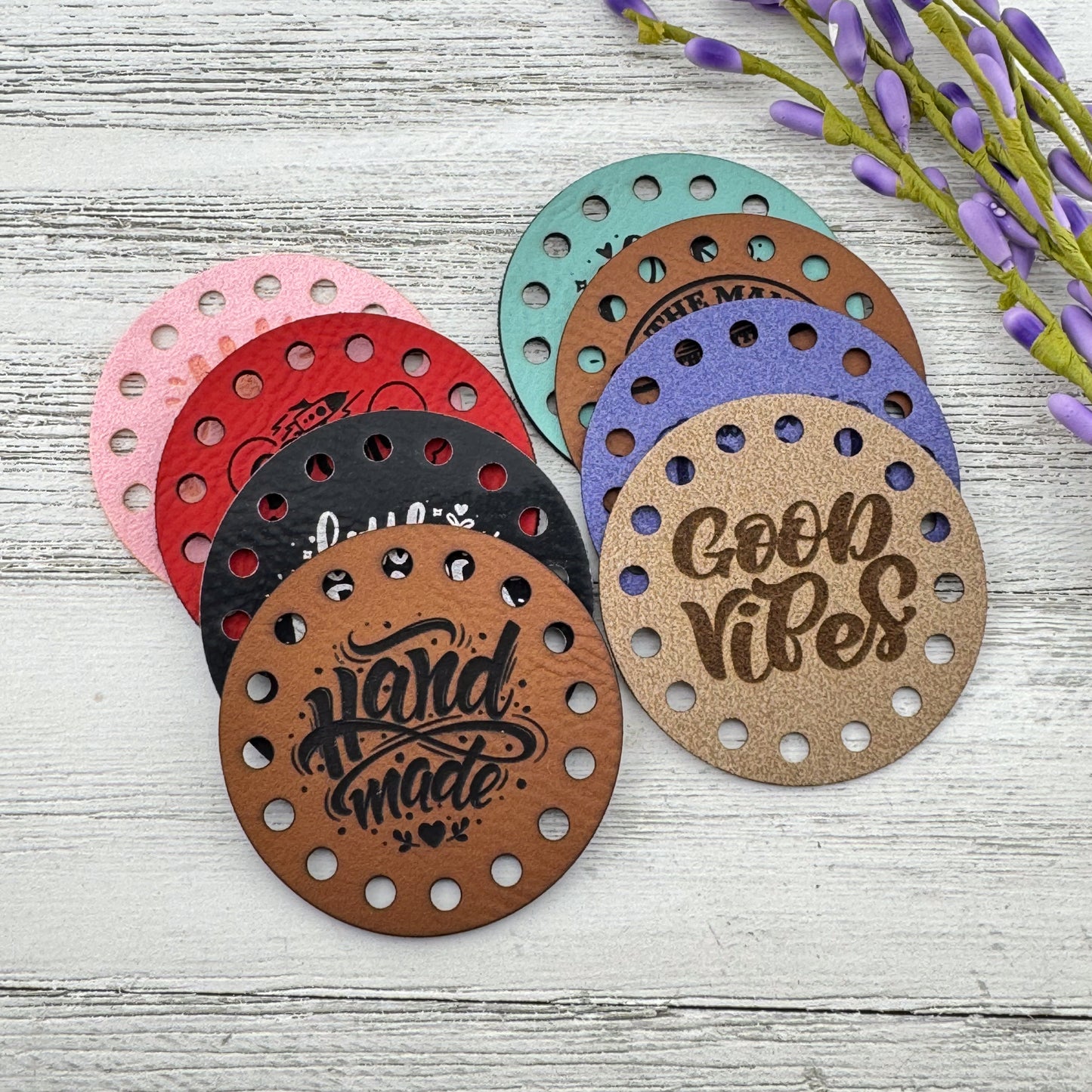 Custom Faux Leather 2" Round Patches for Beanies, Blankets, and Handmade Crafts