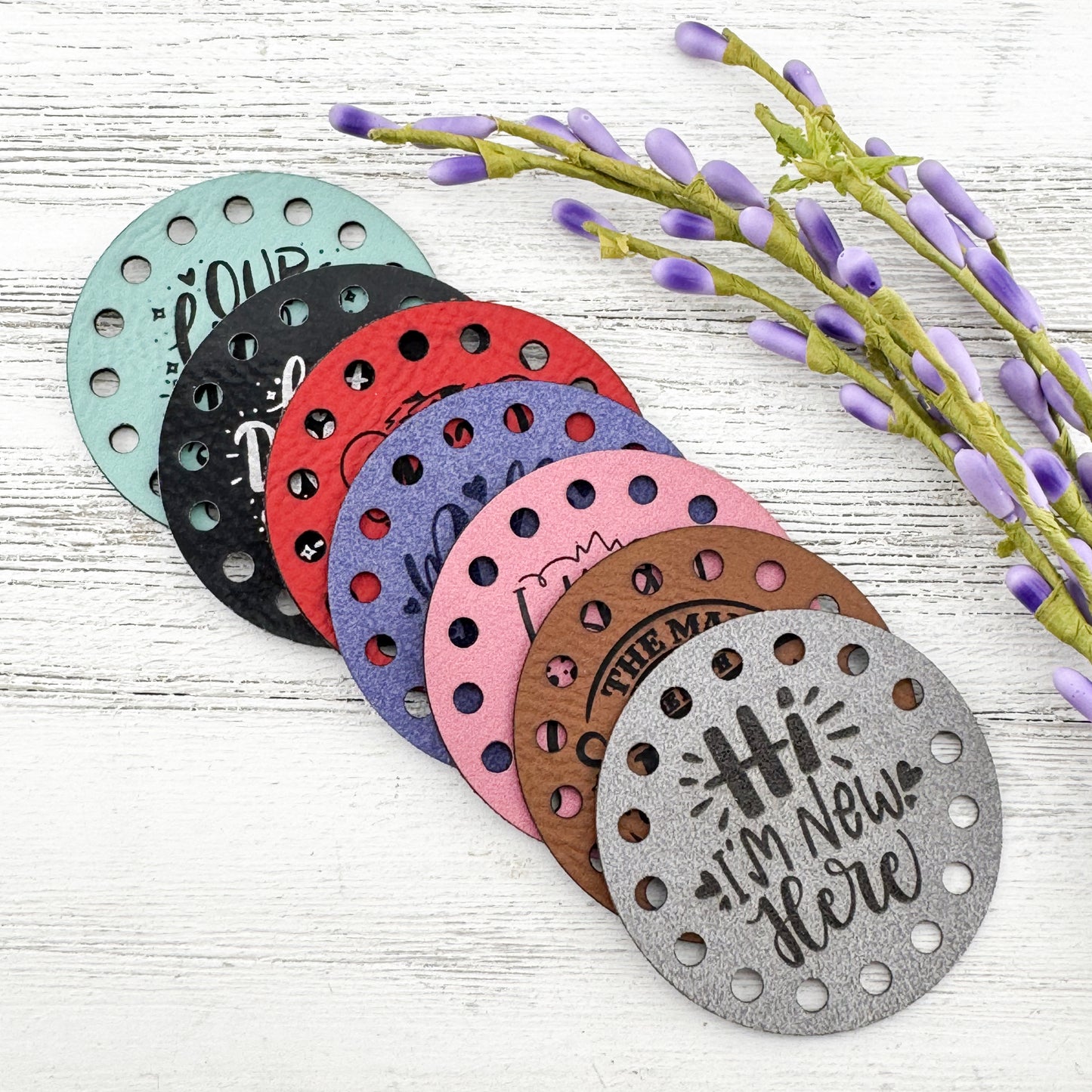 Custom Faux Leather 2" Round Patches for Beanies, Blankets, and Handmade Crafts