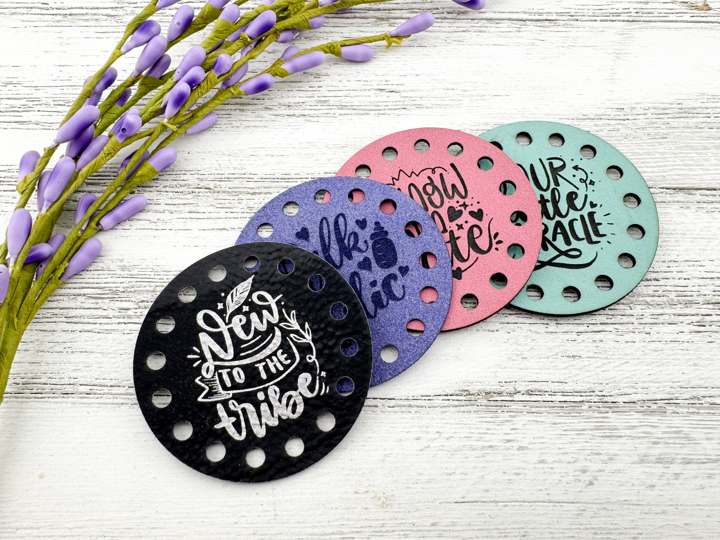 Custom Faux Leather 2" Round Patches for Beanies, Blankets, and Handmade Crafts