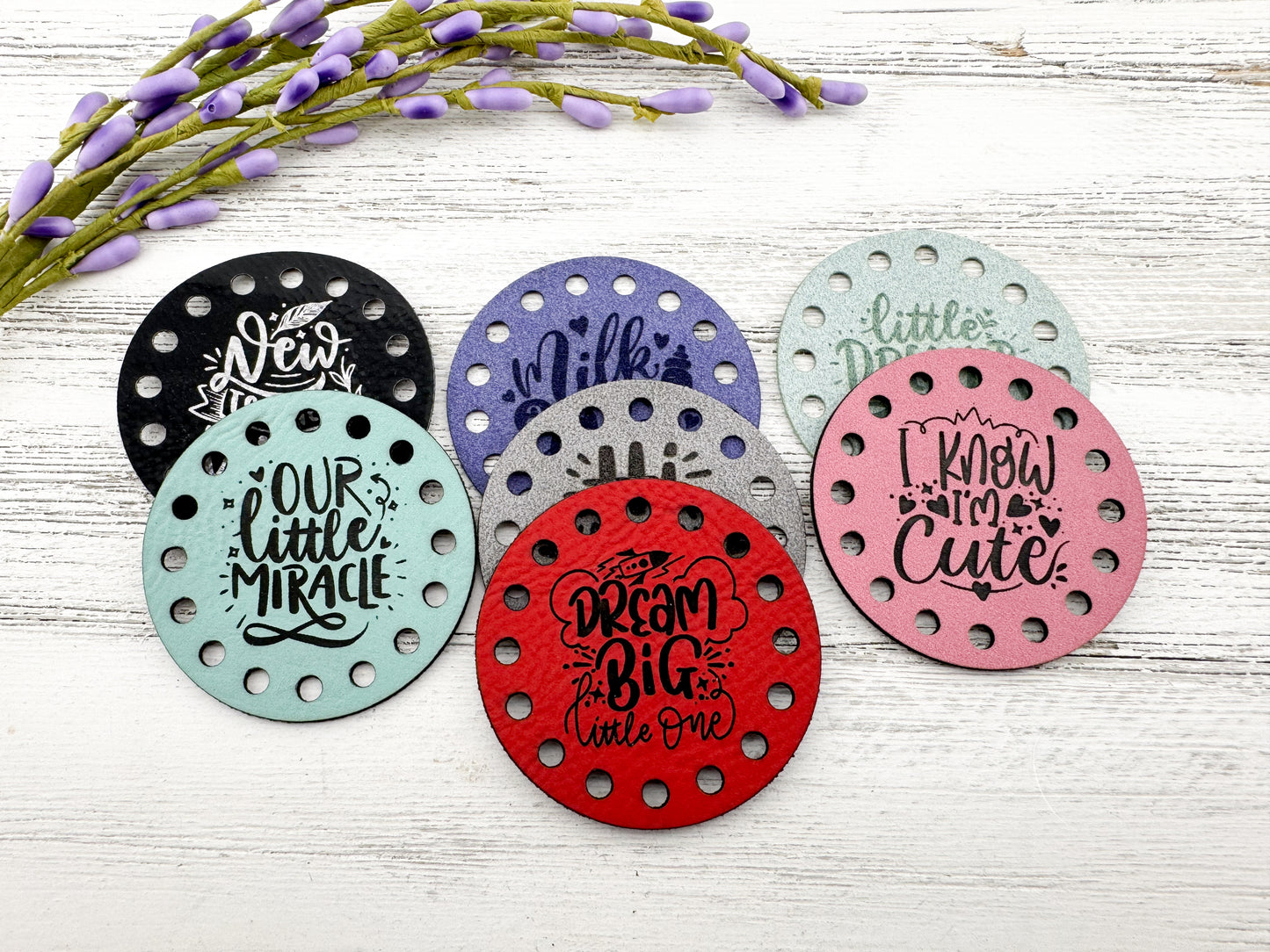 Custom Faux Leather 2" Round Patches for Beanies, Blankets, and Handmade Crafts