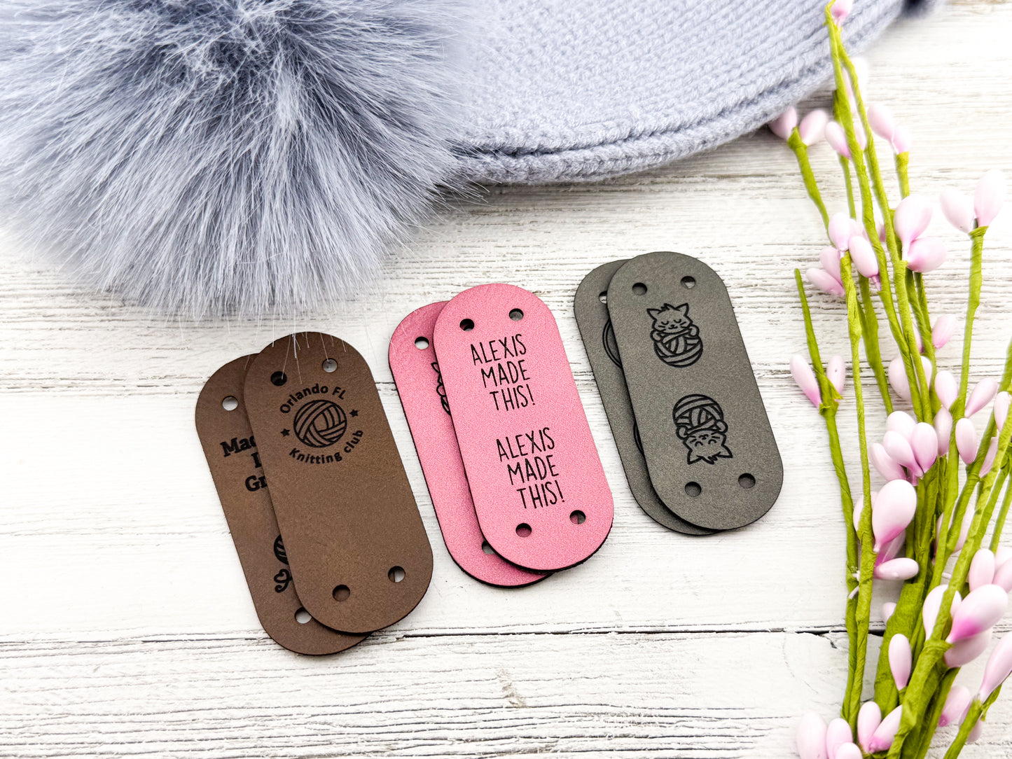 Faux Leather Custom Tags for Crochet, Knitting, and Handmade Gifts 2.5" x 1"