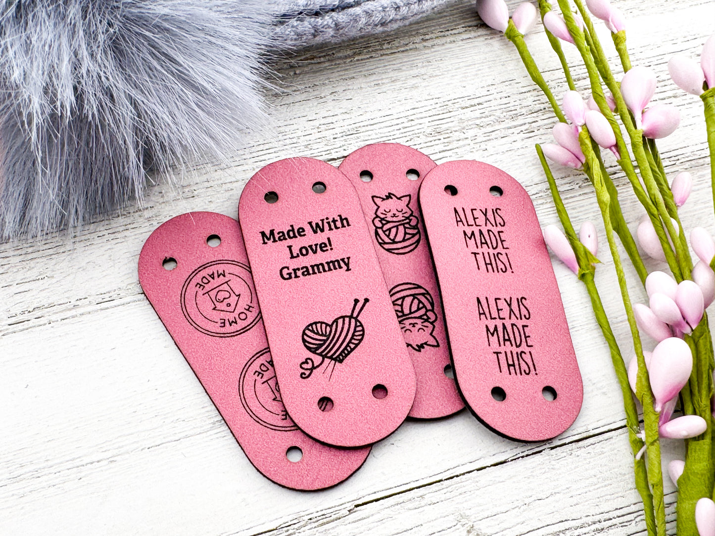 Faux Leather Custom Tags for Crochet, Knitting, and Handmade Gifts 2.5" x 1"