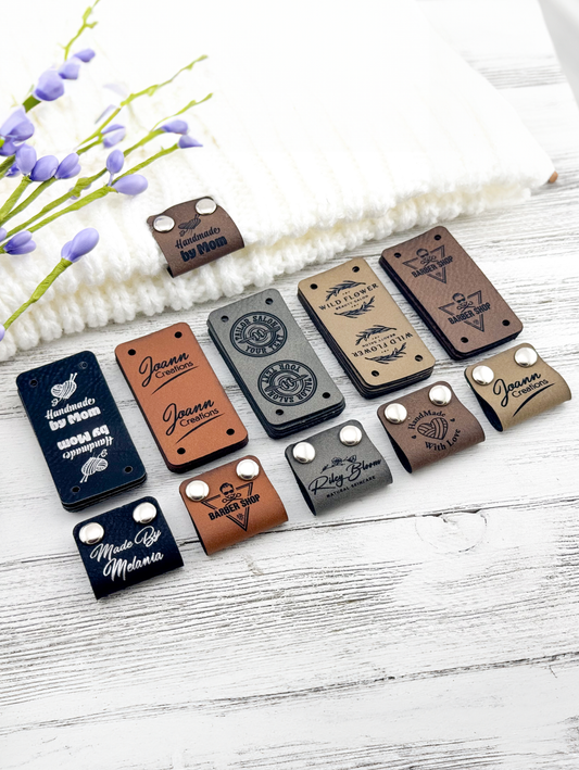 Faux Leather Product Tags for Knitting, Crochet, and Handmade Gifts 2" x 1"
