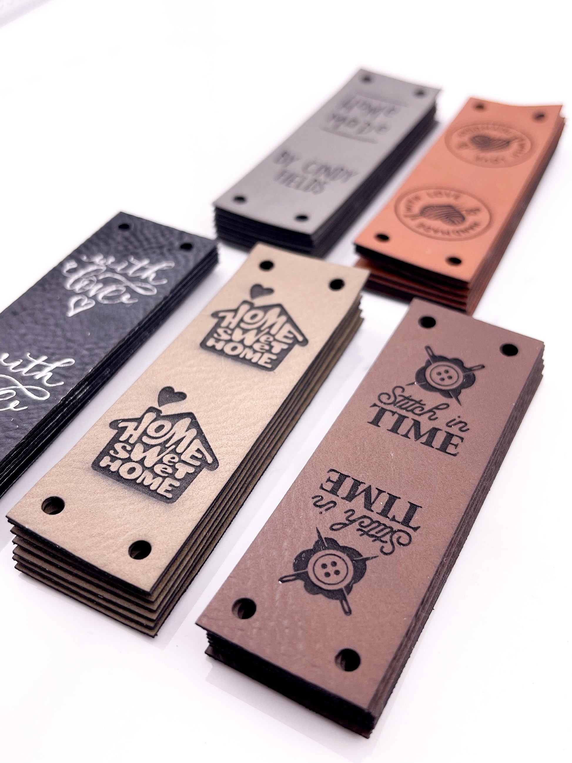 Custom Faux Leather Labels - Half Fold - Sew On - 3 x 1 in - Artifox Studios