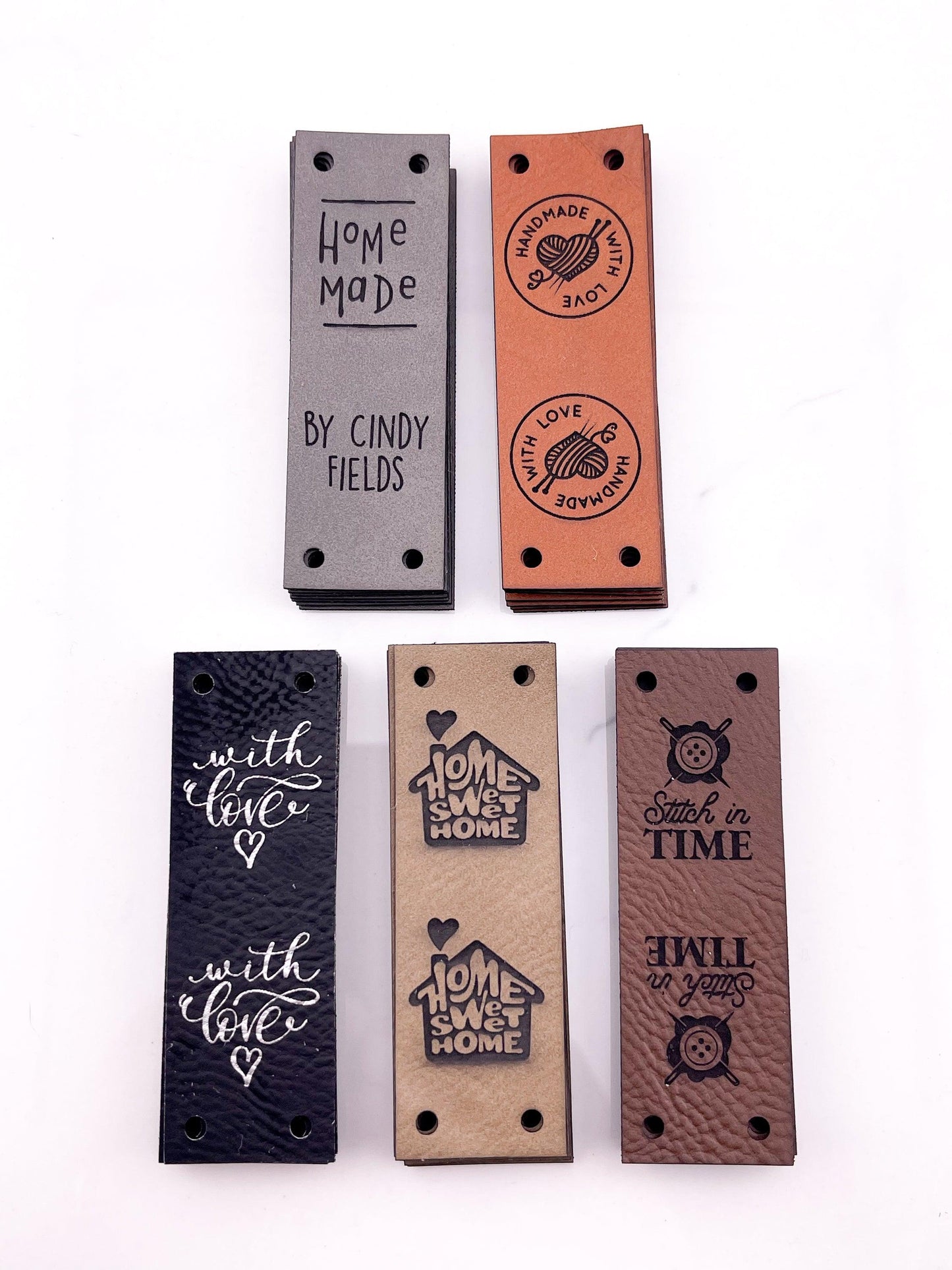 Custom Faux Leather Labels - Half Fold - Sew On - 3 x 1 in - Artifox Studios
