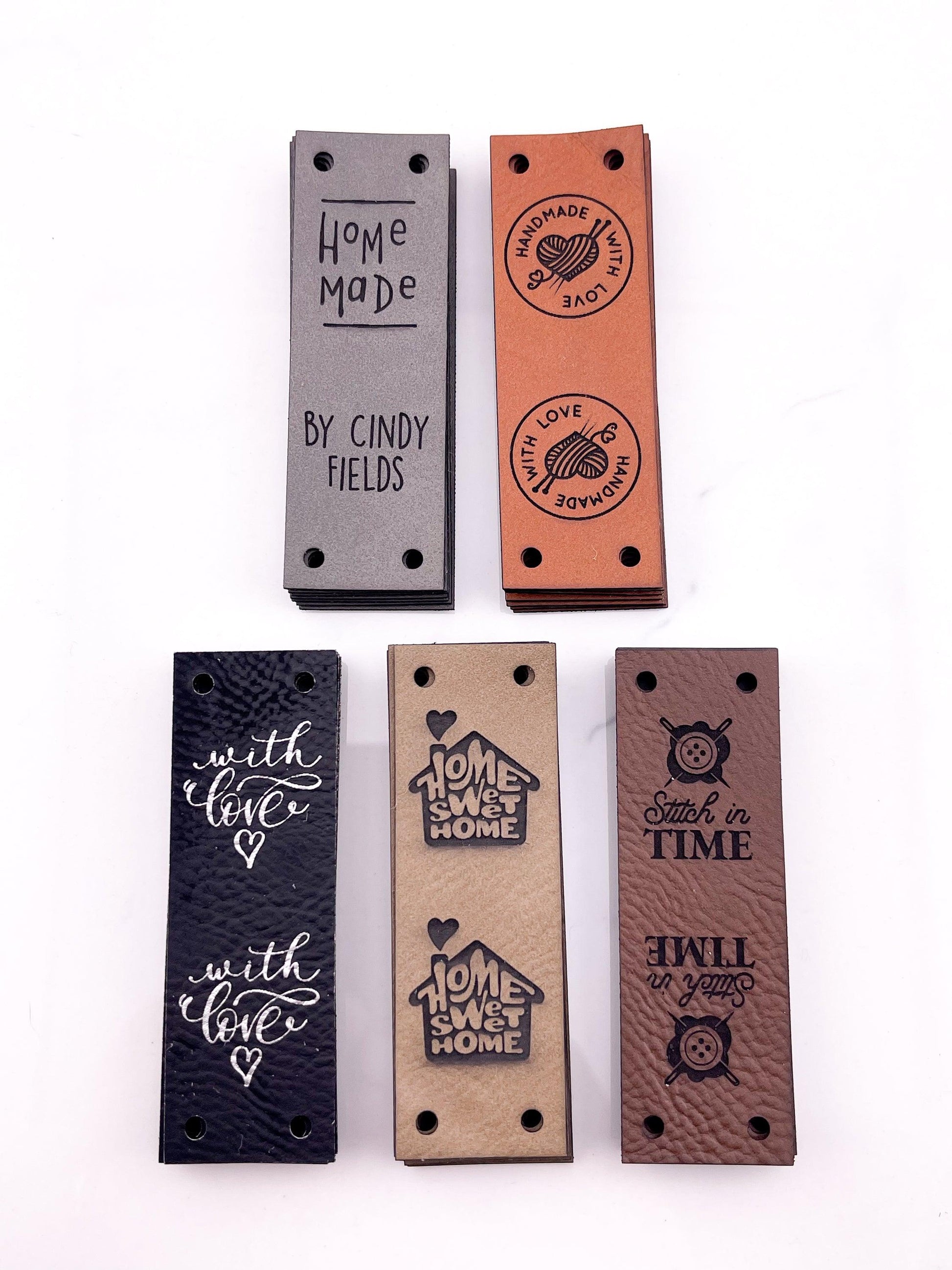 Custom Faux Leather Labels - Half Fold - Sew On - 3 x 1 in - Artifox Studios