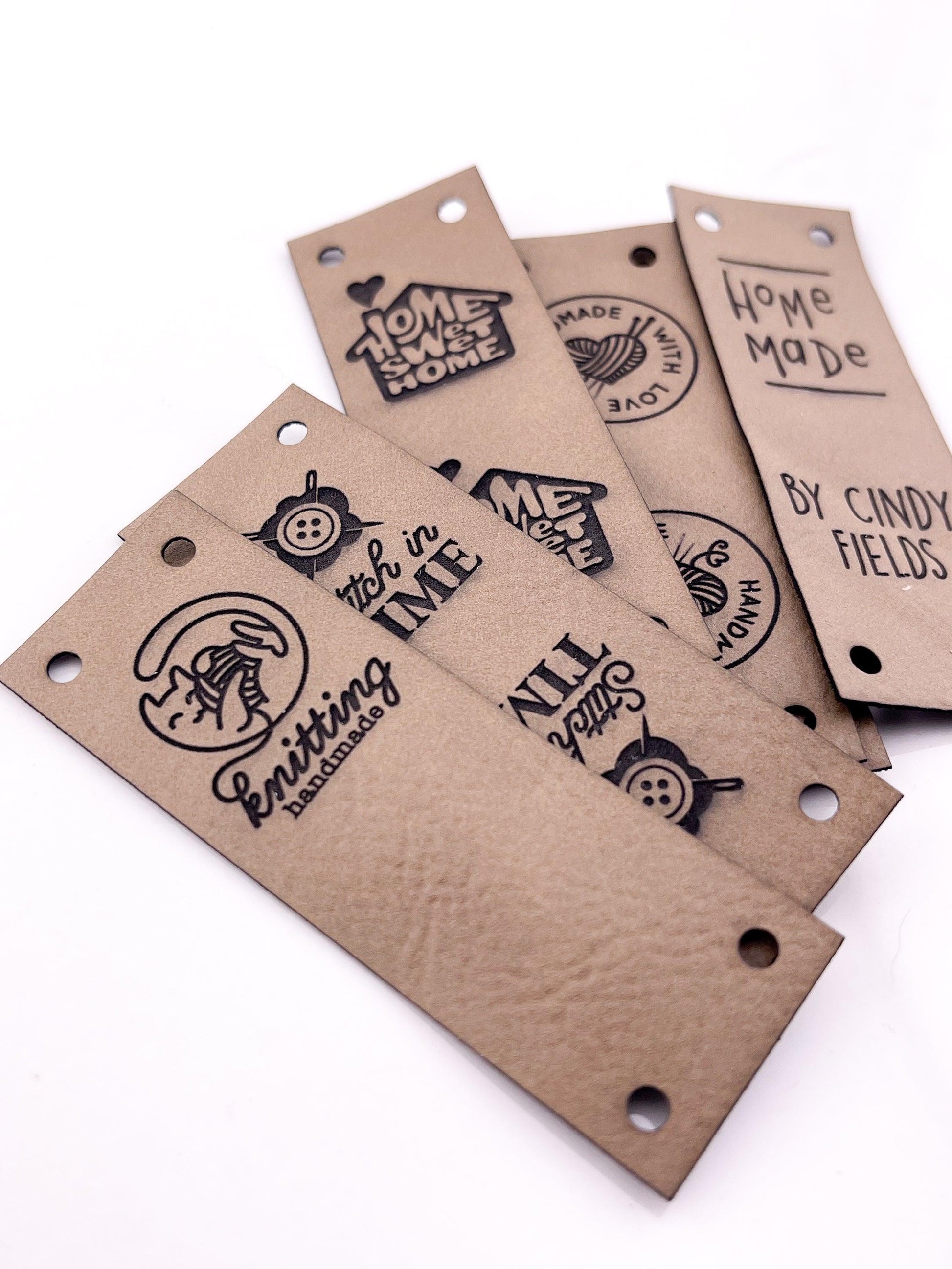 Custom Faux Leather Labels - Half Fold - Sew On - 3 x 1 in - Artifox Studios