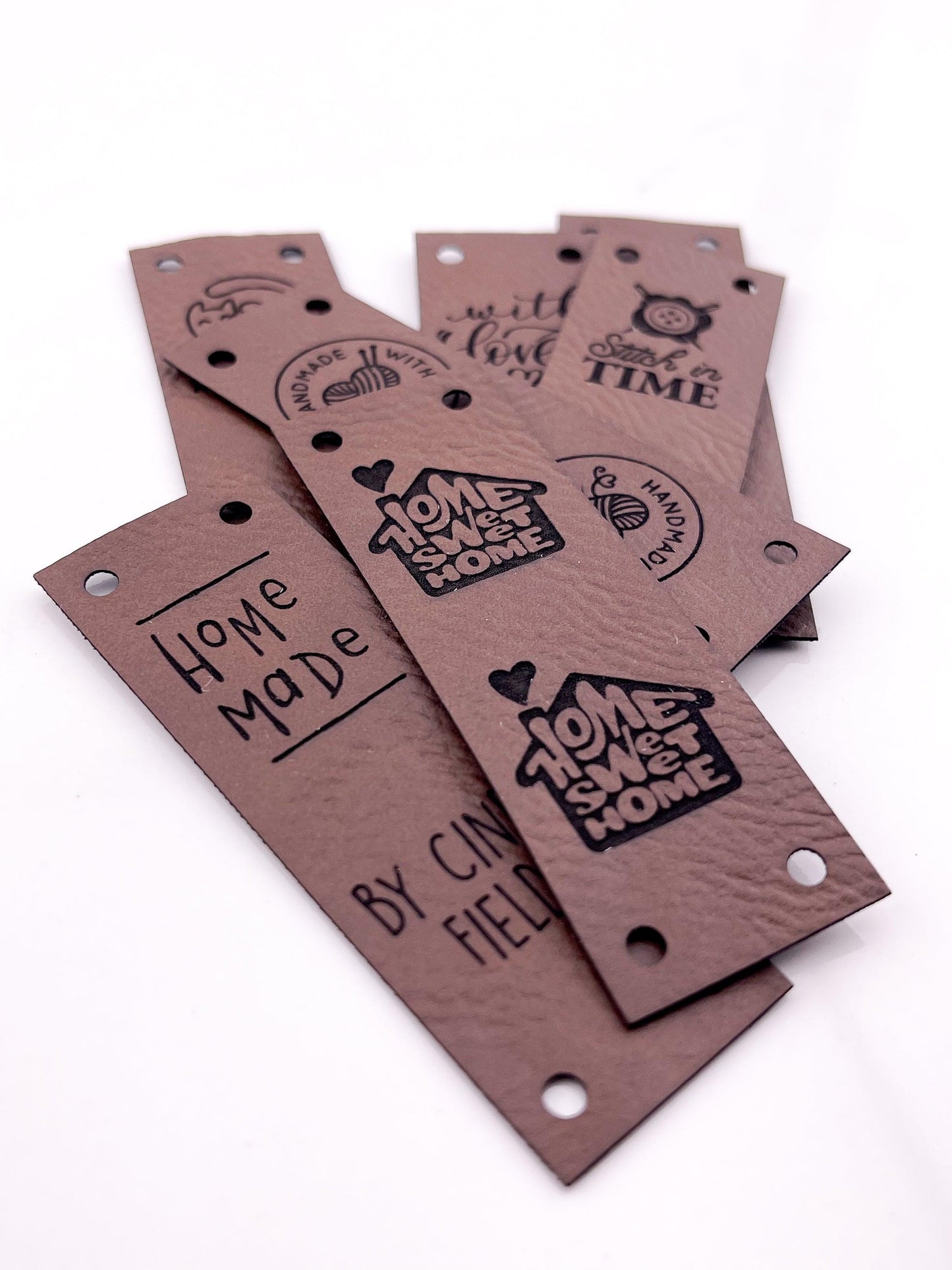 Custom Faux Leather Labels - Half Fold - Sew On - 3 x 1 in - Artifox Studios