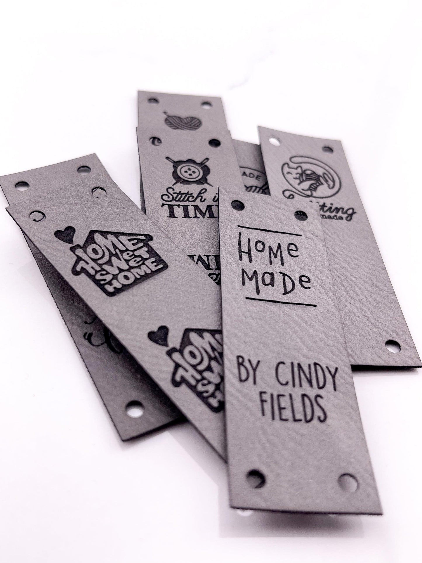 Custom Faux Leather Labels - Half Fold - Sew On - 3 x 1 in - Artifox Studios