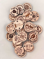 Custom Wooden Tags - .8 x .8 in. - Artifox Studios
