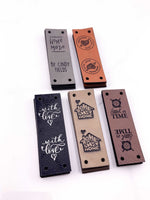 Custom Faux Leather Labels - Half Fold - Sew On - 3 x 1 in