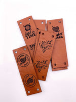 Custom Faux Leather Labels - Half Fold - Sew On - 3 x 1 in