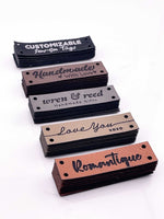 Custom Faux Leather Tags- Rectangle -Sew On - 2 x 0.5 in.