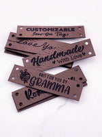 Custom Faux Leather Tags- Rectangle -Sew On - 2 x 0.5 in.