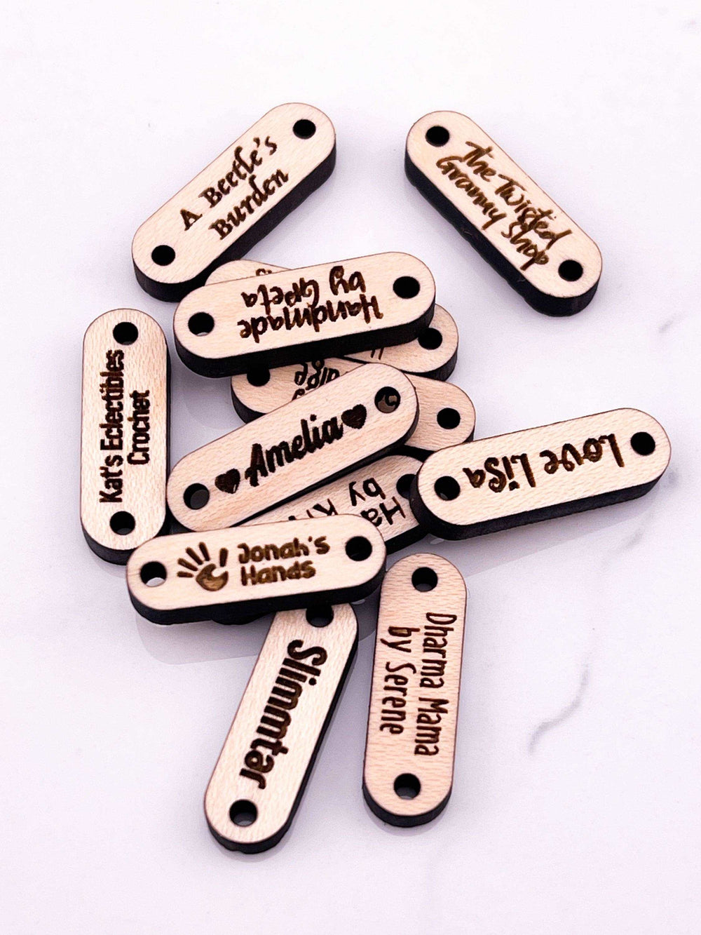 Custom Wooden Buttons - Rounded Rectangular -1 x .31 in. - Artifox Studios
