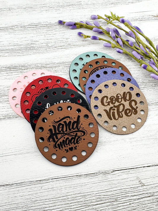 Custom Faux Leather 2" Round Patches for Beanies, Blankets, and Handmade Crafts