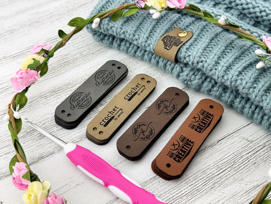 Custom Faux Leather Tags for Knitting, Crochet, and Handmade Gifts 2.75" x 0.75"