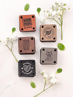 Custom Faux Leather Tags - Square - Sew-On - 1 x 1 in. - Artifox Studios