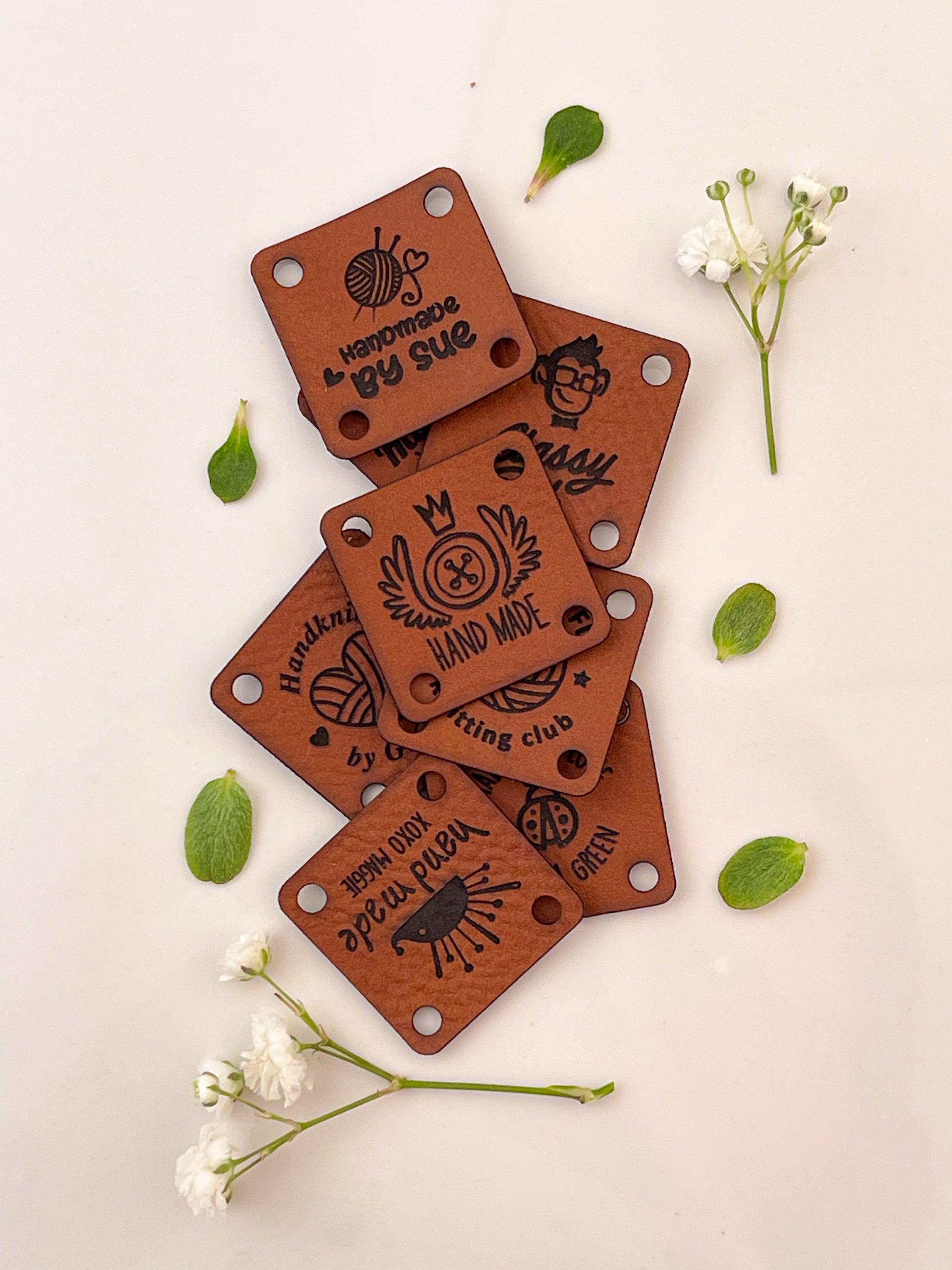 Personalized Leather Tags for Handmade Items Vegan Leather 