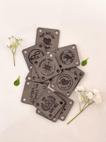 Custom Faux Leather Tags - Square - Sew-On - 1 x 1 in. - Artifox Studios