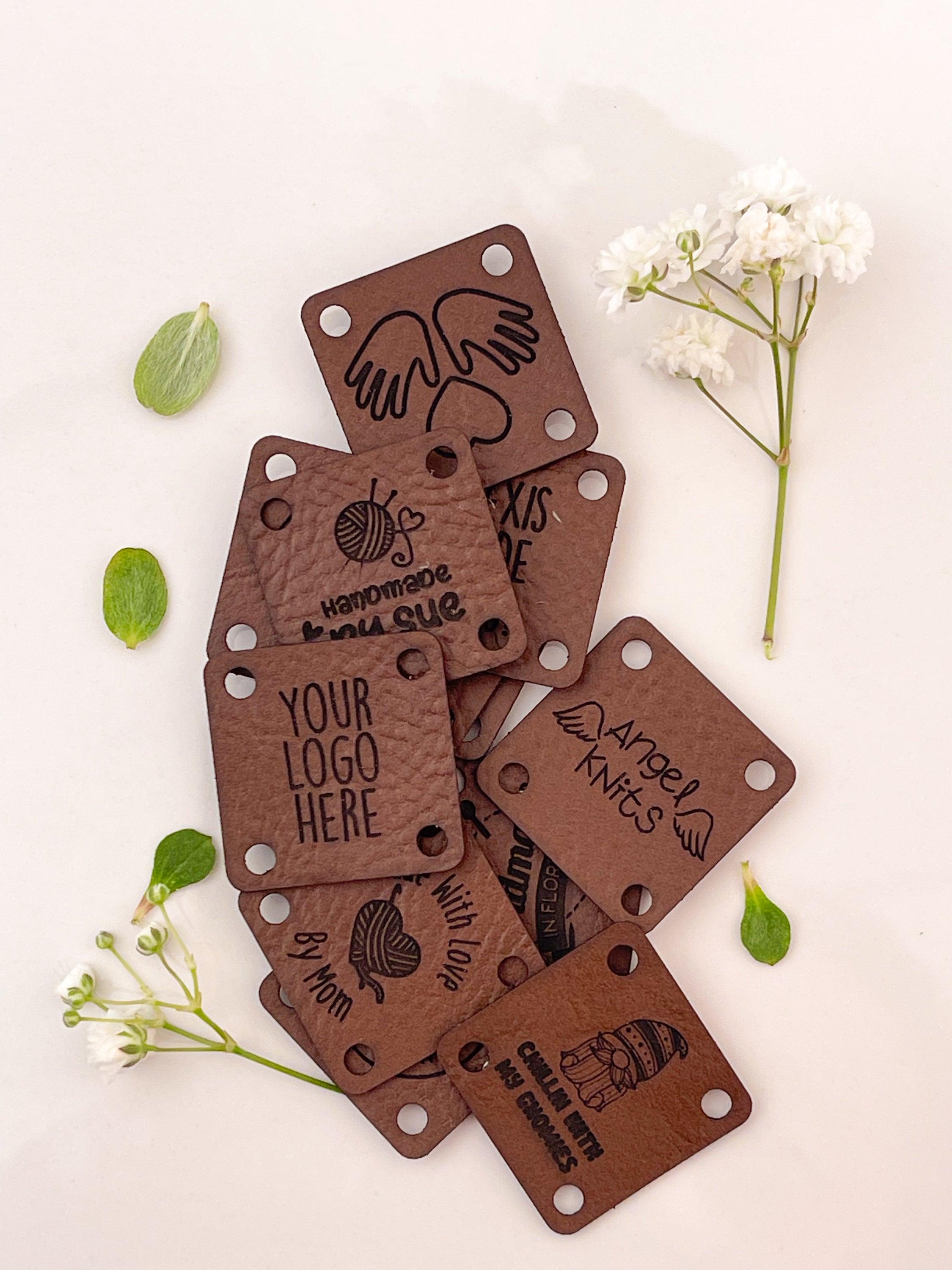 Leather Labels - Custom Faux Leather Tags for Handmade Items, with rivets,  Personalized Vegan Labels