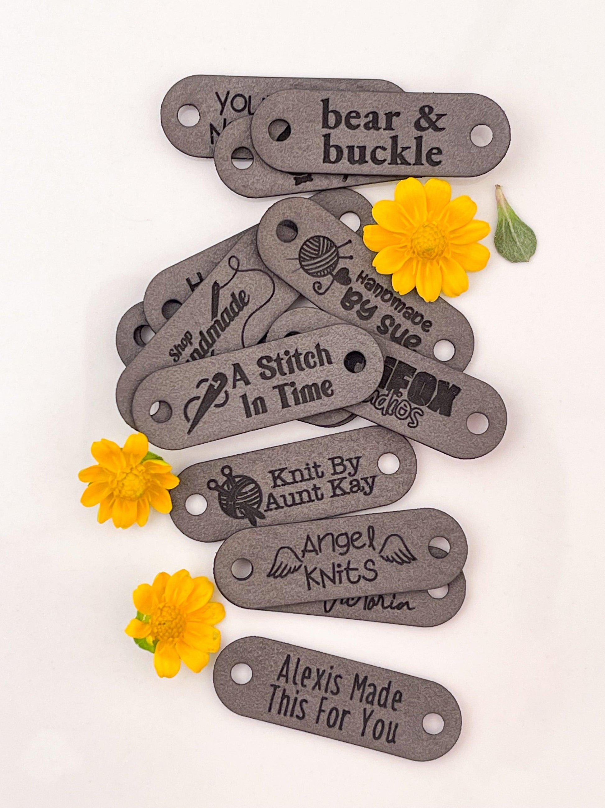 Custom Faux Leather Tags - Rounded Rectangular - Sew On - 1.5 x 0.5 - Artifox Studios