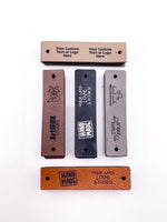 Custom Faux Leather Labels - Half-Fold - No Sew - 3 x 0.75 in. - Artifox Studios
