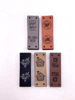 Custom Faux Leather Labels - Half Fold - Sew On - 3 x 1 in - Artifox Studios