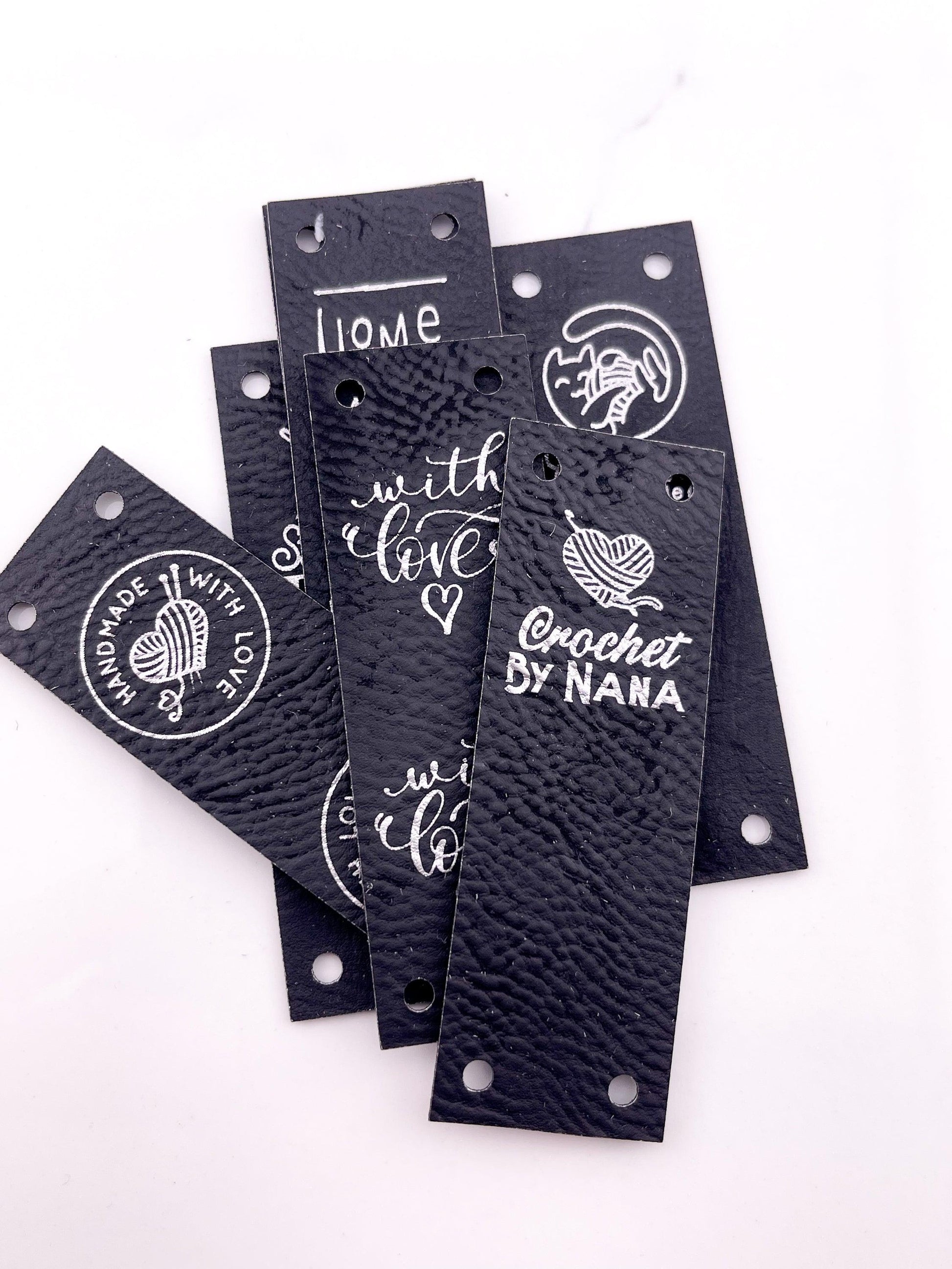 Custom Faux Leather Labels - Half Fold - Sew On - 3 x 1 in - Artifox Studios