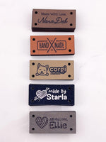 Custom Faux Leather Labels - Sew On - 2.25 x 1 Inch - Artifox Studios