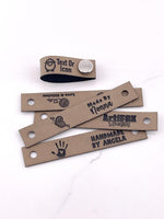 Custom Faux Leather Labels - Half-Fold - No Sew - 3x 0.5 In. - Artifox Studios