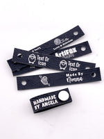 Custom Faux Leather Labels - Half-Fold - No Sew - 3x 0.5 In. - Artifox Studios