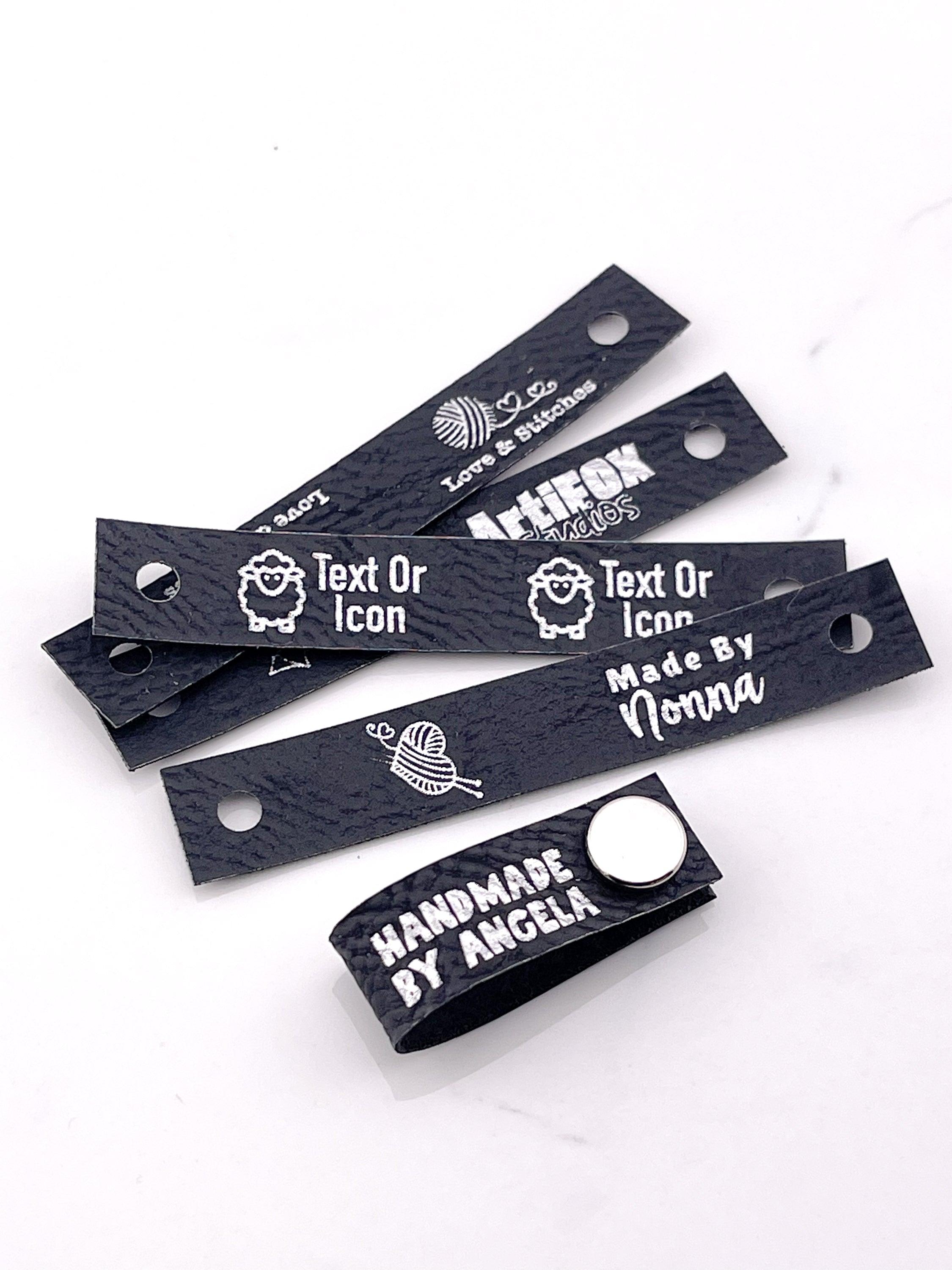 Custom Faux Leather Tags 3 X 0.85 HORIZONTAL Labels NO SEW Personalized  Tags for Handmade Items Knitting, Crochet, and Sewing Labels 