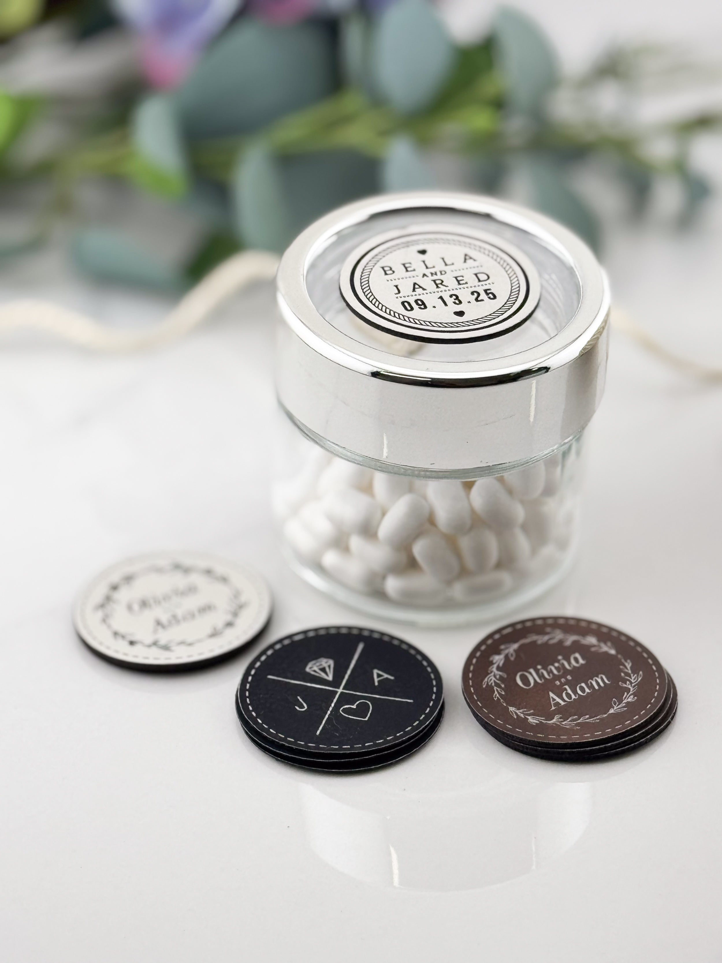 Elegant Custom Engraved Wedding Favor Labels – Artifox Studios