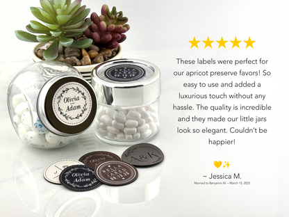 Elegant Custom Engraved Wedding Favor Labels